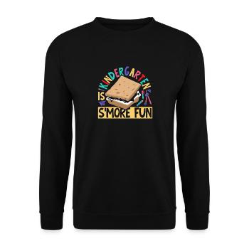 Kids Camping Marshmallow Funny Kindergarten Is Smo - Unisex Sweatshirt - black - Front - Alina (178cm) & Michal (187cm)