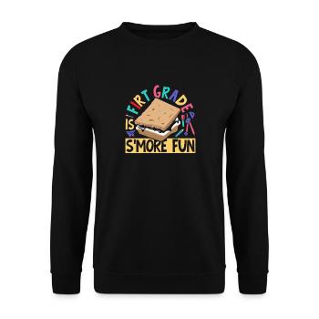 First Grade Is Smore Fun Kids Marshmallow Camping - Unisex Pullover - Schwarz - Vorne - Alina (178cm) & Michal (187cm)
