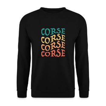 Corse Multicolor Design Geschenkidee - Unisex Pullover - Schwarz - Vorne - Alina (178cm) & Michal (187cm)