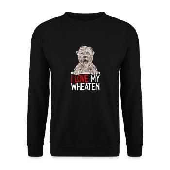 Irish Soft Coated Wheaten Terrier - Unisex Pullover - Schwarz - Vorne - Alina (178cm) & Michal (187cm)