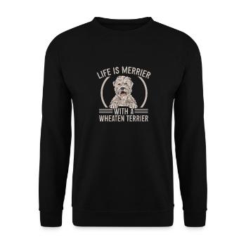Irish Soft Coated Wheaten Terrier - Unisex Pullover - Schwarz - Vorne - Alina (178cm) & Michal (187cm)