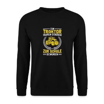 Schule Traktor Trecker Bauernhof Kinder - Unisex Pullover - Schwarz - Vorne - Alina (178cm) & Michal (187cm)