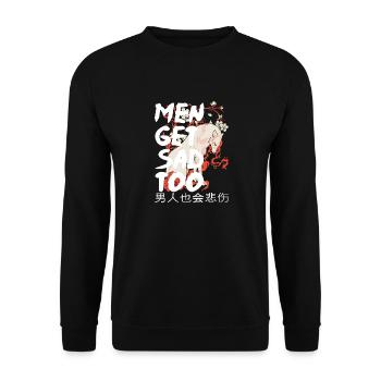 japanese style Men get sad too - Unisex Sweatshirt - black - Front - Alina (178cm) & Michal (187cm)