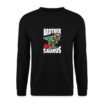 Brothersaurus Brother Dinosaur Christmas - Unisex Sweatshirt - black - Front - Alina (178cm) & Michal (187cm)