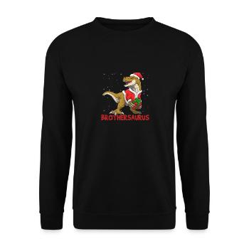 Brothersaurus Brother Dinosaur Christmas - Unisex Sweatshirt - black - Front - Alina (178cm) & Michal (187cm)