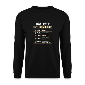 Tow Driver Hourly Rate Trucking Tow Truck Driver - Unisex Pullover - Schwarz - Vorne - Alina (178cm) & Michal (187cm)