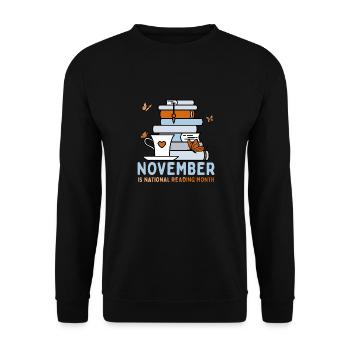 Novembre est le Mois national de la lecture Lire la lecture - Sweat-shirt Unisexe - noir - Devant - Alina (178cm) & Michal (187cm)