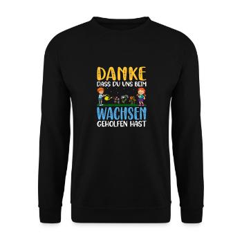 Tagesmutter Abschiedsgeschenk Erzieher Kita - Unisex Pullover - Schwarz - Vorne - Alina (178cm) & Michal (187cm)