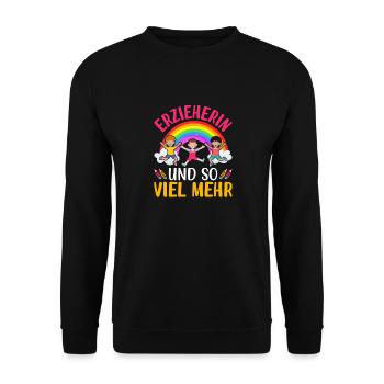 Erzieherin Kita Abschiedsgeschenk - Unisex Pullover - Schwarz - Vorne - Alina (178cm) & Michal (187cm)