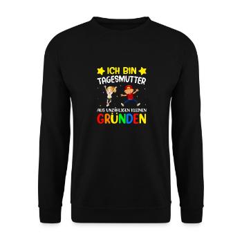 Tagesmutter Abschied - Unisex Pullover - Schwarz - Vorne - Alina (178cm) & Michal (187cm)