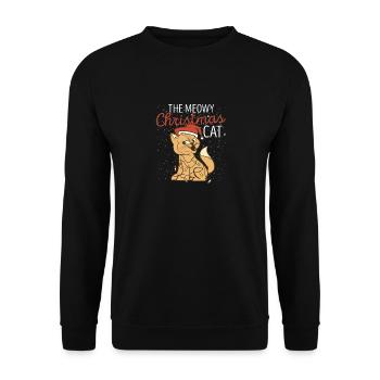Le chat de Noël miaulant le Père Noël - Sweat-shirt Unisexe - noir - Devant - Alina (178cm) & Michal (187cm)