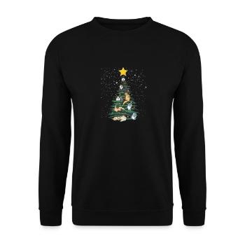 Funny Cat Christmas Tree Cat Lover Lust - Unisex Sweatshirt - black - Front - Alina (178cm) & Michal (187cm)
