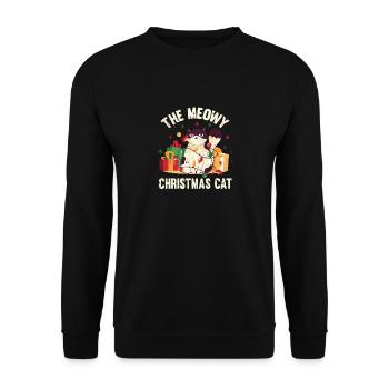 Le chat de Noël miaulant le Père Noël - Sweat-shirt Unisexe - noir - Devant - Alina (178cm) & Michal (187cm)