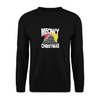 Meowy Weihnachten Catmas Katze niedlich Kätzchen - Unisex Pullover - Schwarz - Vorne - Alina (178cm) & Michal (187cm)
