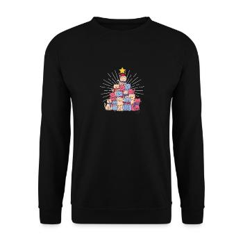 Drôle de chat arbre de Noël chat chat amoureux luxure - Sweat-shirt Unisexe - noir - Devant - Alina (178cm) & Michal (187cm)