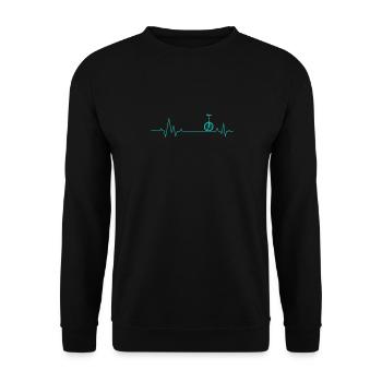 Unicycling on a heartbeat line unicycle - Unisex Sweatshirt - black - Front - Alina (178cm) & Michal (187cm)