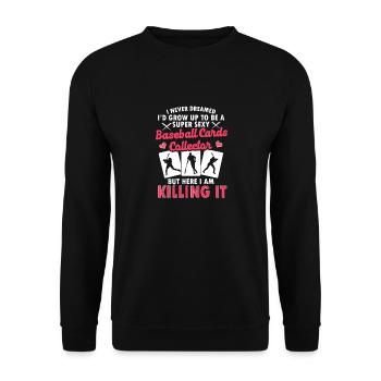 Trader Women Funny A Super Sexy Baseball Cards Col - Unisex Pullover - Schwarz - Vorne - Alina (178cm) & Michal (187cm)