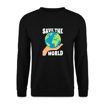 Save the World Umweltschutz - Unisex Pullover - Schwarz - Vorne - Alina (178cm) & Michal (187cm)