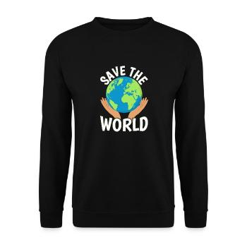 Save the World - Unisex Pullover - Schwarz - Vorne - Alina (178cm) & Michal (187cm)