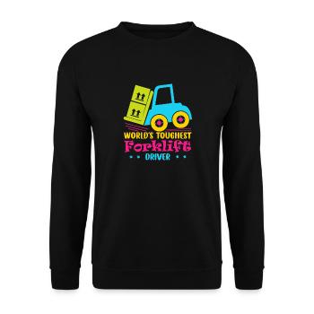 World's Toughest Forklift Driver Forklift Operator - Unisex Pullover - Schwarz - Vorne - Alina (178cm) & Michal (187cm)
