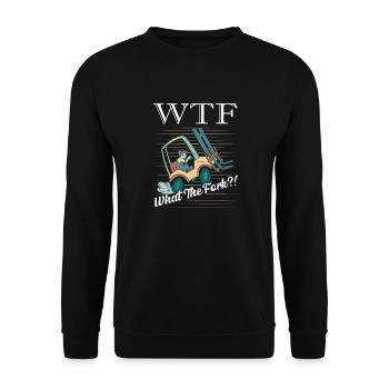 WTF What The Fork!? Forklift Forklifter Driver - Unisex Pullover - Schwarz - Vorne - Alina (178cm) & Michal (187cm)