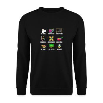 Éducateur d’enseignants en garderie - Sweat-shirt Unisexe - noir - Devant - Alina (178cm) & Michal (187cm)