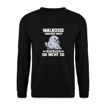 Walross - Unisex Pullover - Schwarz - Vorne - Alina (178cm) & Michal (187cm)
