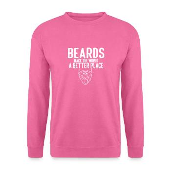 Funny Beard Meme Beards Make The World A Better - Unisex Pullover - Pink - Vorne