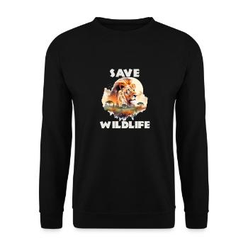 Save wildlife lion lion head motif - Unisex Sweatshirt - black - Front - Alina (178cm) & Michal (187cm)