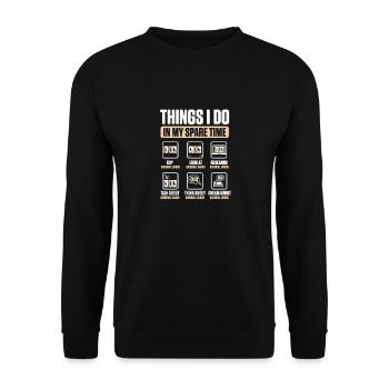 Things I Do In My Spare Time Baseball Cards Collec - Unisex Sweatshirt - black - Front - Alina (178cm) & Michal (187cm)