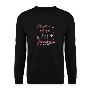 Mir egal ich gehe Schaukeln - Unisex Pullover - Schwarz - Vorne - Alina (178cm) & Michal (187cm)