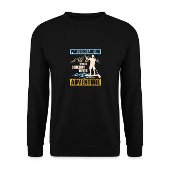 Paddleboarding Where Serenity Stand Up Paddle - Unisex Pullover - Schwarz - Vorne - Alina (178cm) & Michal (187cm)