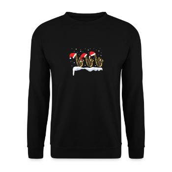 Père Noël Saxophoniste Lumière de Noël - Sweat-shirt Unisexe - noir - Devant - Alina (178cm) & Michal (187cm)