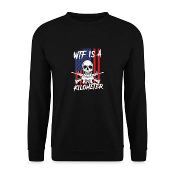 WTF est un squelette de mème Internet kilométrique USA - Sweat-shirt Unisexe - noir - Devant - Alina (178cm) & Michal (187cm)