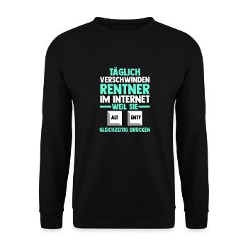 Ruhestand Pension Rente Computer Rentner - Unisex Pullover - Schwarz - Vorne - Alina (178cm) & Michal (187cm)