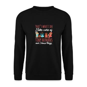 Éducateur d’enseignants en garderie - Sweat-shirt Unisexe - noir - Devant - Alina (178cm) & Michal (187cm)