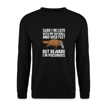 Platypus Schnabeltier - Unisex Pullover - Schwarz - Vorne - Alina (178cm) & Michal (187cm)