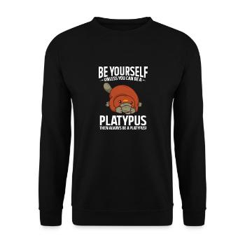 Platypus Schnabeltier - Unisex Pullover - Schwarz - Vorne - Alina (178cm) & Michal (187cm)