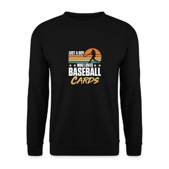 Vintage A Boy Who Loves Baseball Cards Men Collect - Unisex Pullover - Schwarz - Vorne - Alina (178cm) & Michal (187cm)