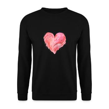 Herz Niedlich Blumig Rosa Herz Liebe Frauen Mädchen - Unisex Pullover - Schwarz - Vorne - Alina (178cm) & Michal (187cm)