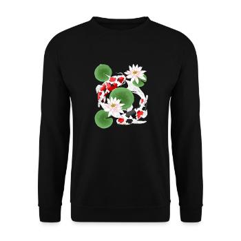 Koi dans l’étang aux nénuphars - Sweat-shirt Unisexe - noir - Devant - Alina (178cm) & Michal (187cm)