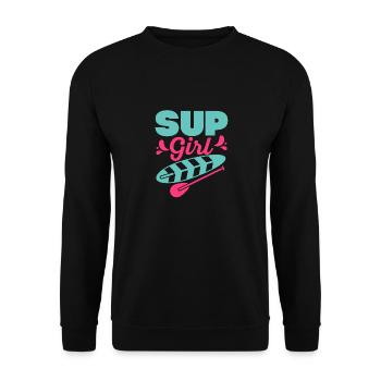 SUP Girl Stand Up Paddling Board - Unisex Pullover - Schwarz - Vorne - Alina (178cm) & Michal (187cm)