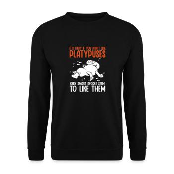 Platypus Schnabeltier - Unisex Pullover - Schwarz - Vorne - Alina (178cm) & Michal (187cm)