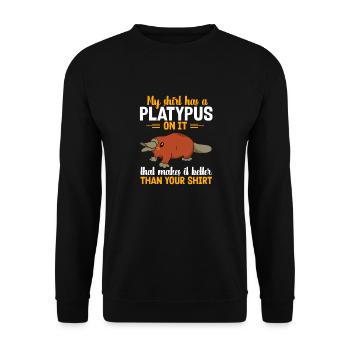Platypus Schnabeltier - Unisex Pullover - Schwarz - Vorne - Alina (178cm) & Michal (187cm)