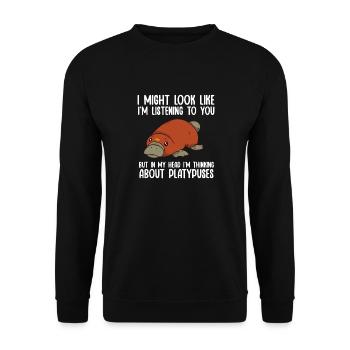 Platypus Schnabeltier - Unisex Pullover - Schwarz - Vorne - Alina (178cm) & Michal (187cm)