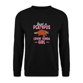 Platypus Schnabeltier - Unisex Pullover - Schwarz - Vorne - Alina (178cm) & Michal (187cm)