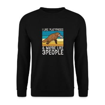Platypus Schnabeltier - Unisex Pullover - Schwarz - Vorne - Alina (178cm) & Michal (187cm)