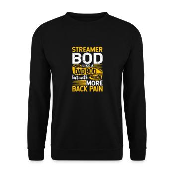 Streamer Bod Like A Dad Bod Content Creator Funny - Unisex Pullover - Schwarz - Vorne - Alina (178cm) & Michal (187cm)
