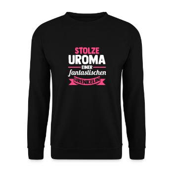 Urgroßmutter Uroma - Unisex Pullover - Schwarz - Vorne - Alina (178cm) & Michal (187cm)