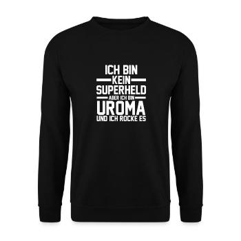 Urgroßmutter Uroma - Unisex Pullover - Schwarz - Vorne - Alina (178cm) & Michal (187cm)